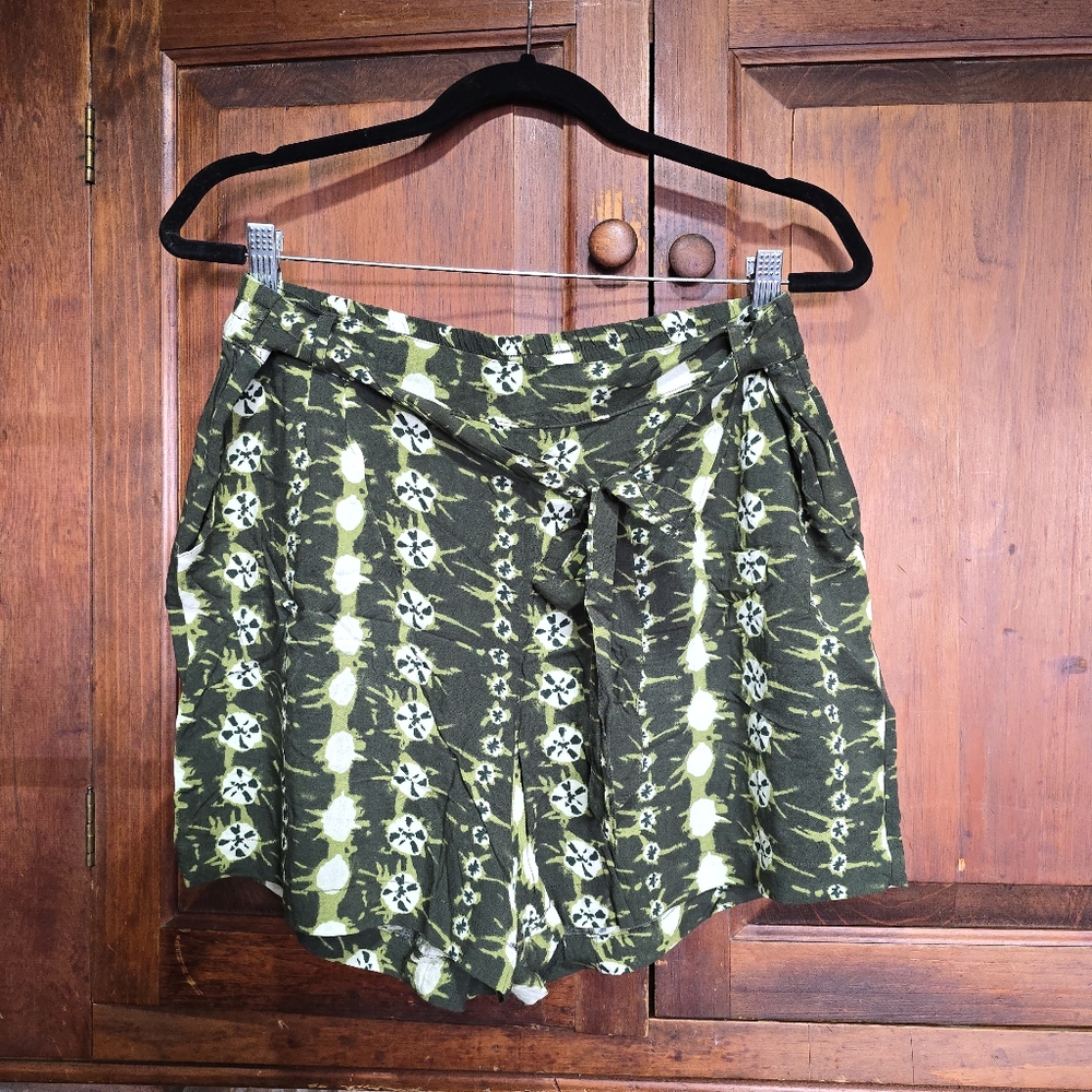 Per se Dark Green Patterned Shorts - Large